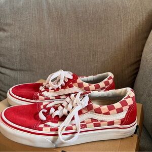 Women’s Red Checkered Lace Up Vans